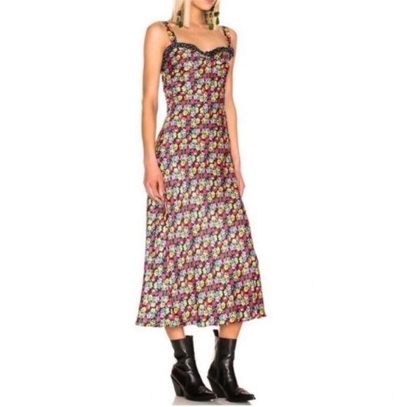 Rixo Juliet Floral Silk Midi Slip Dress - Picture 1 of 9